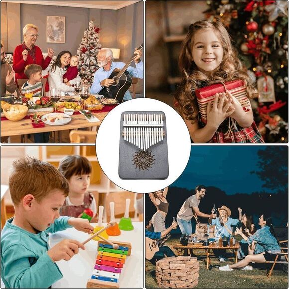 17 Keys Kalimba Thumb Piano, Retro Sun Portable Finger Piano Gift Set - Picture 6 of 6